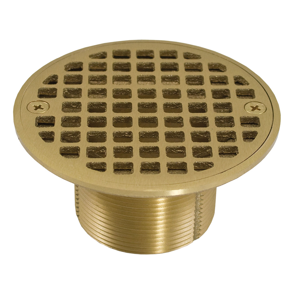 2/" IPS Plastic Spud with 4/" Polished Brass Square Strainer PVC,PartNo D50990 Jon